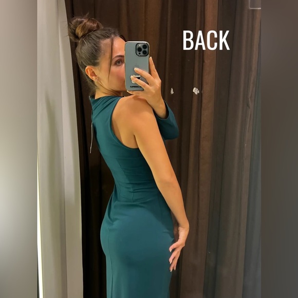 METAL PIECE ASYMMETRIC DRESS | GREEN | 9878/254 - Picture 3 of 7